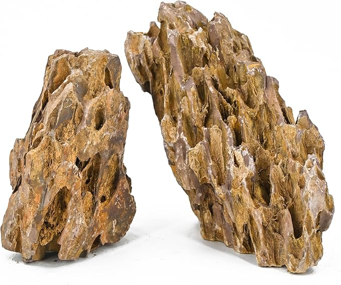 Unocho Aquarium Stone Rocks Dragon Stone 10lb Aquarium Décor Rocks Aquascaping Stone Fish Rocks for Aquariums Landscaping Model Tank Decoration Paludarium Amphibian Enclosures(2-6 inches)