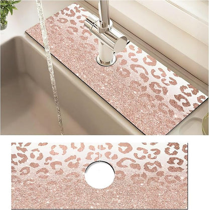 Absorbent Splash Guard Mat for Kitchen Sink, 15×5.5 Inch Cute Fast Drying Drip