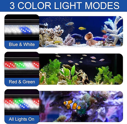Led Aquarium Light, Full Spectrum Fish Tank Lights, 30 Inch Freshwater Fishtank Hood Lighting for Grow Fish, Plants, Adjustable from 24 to 30in