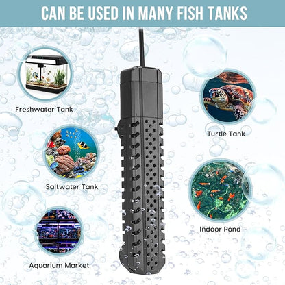 Aquarium Heater 300W, Fish Tank Heater with High-Temperature Protection and Turtle Tank Heater with Automatic Power-Off When Leaving Seawater or Freshwater.