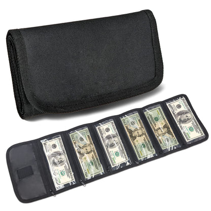 VOCHIC Money Wallet, Money Organizer for Cash with 6 Pocket Multipack Money Pouch, Cash Bill Organizer, Money Bag Small Travel Money Holder for Budgeting, Receipt and Tips