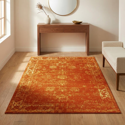 Unique Loom Sofia Collection Area Rug - Casino (4' 1" x 6' 1" Rectangle, Orange/ Ivory)