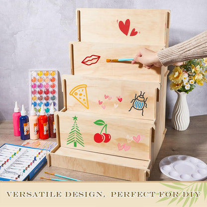 Barydat Wooden Card Display Stand Stationary Organizer Sticker Stand for Vendor Crafts Greeting Card Organizer Rack Retail Display Holder(14.57 x 14.96 x 20.47 Inch (4 Tier),Wood)