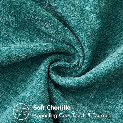MIULEE Pack of 2 Couch Throw Pillow Covers 18x18 Inch Teal Farmhouse Decorative Pillow Covers with Stitched Edge Soft Chenille Solid Dyed Summer Pillow Covers for Sofa Bed Living Room