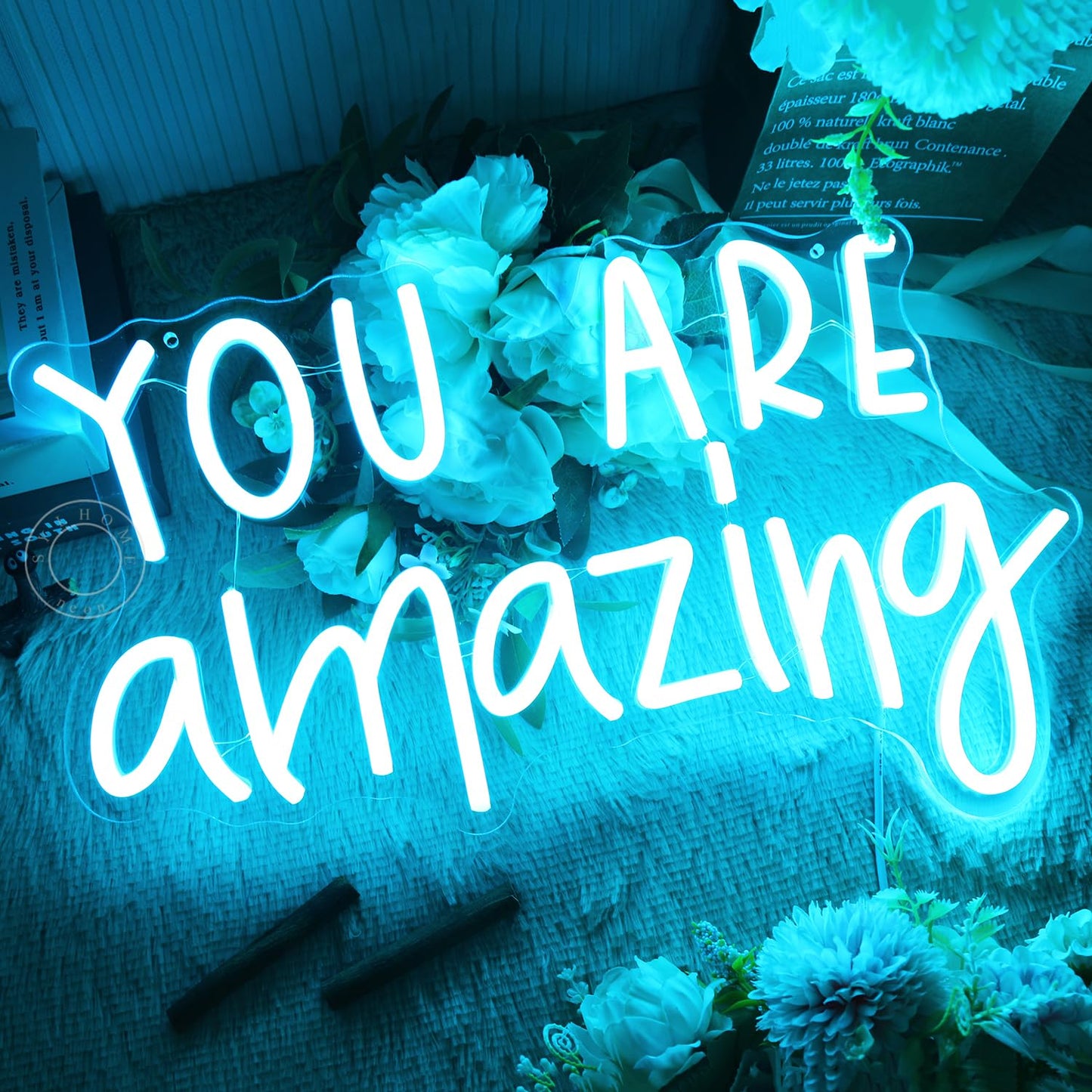 SYLHOME You Are Amazing LED Neon Light Sign 5V Girls Boys Bedroom Living Room Classroom Wall Decor Sign Hanging Smart Kid Birthday USB 16.9" X 10.6" Warm White