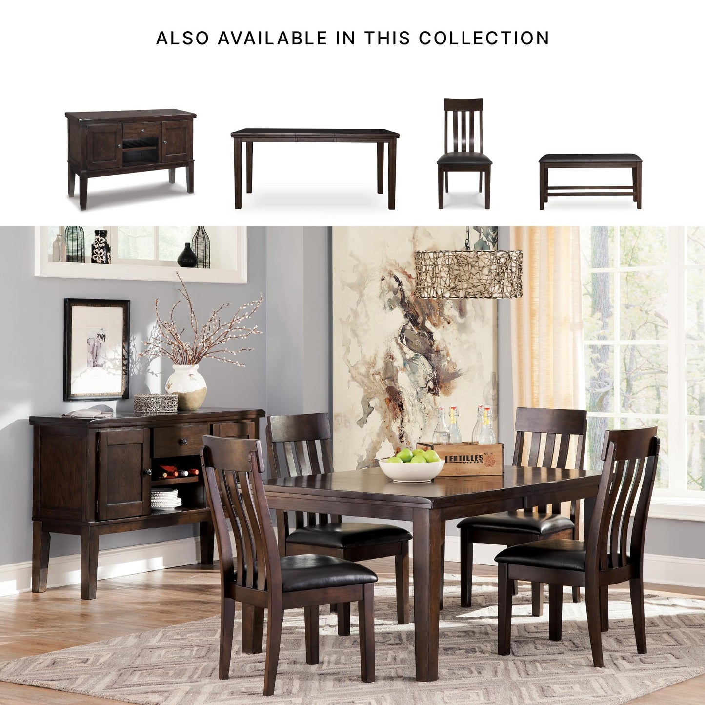 Signature Design by Ashley Haddigan Faux Leather Cushioned Rake Back Dining Chair, 2 Count, Dark Brown