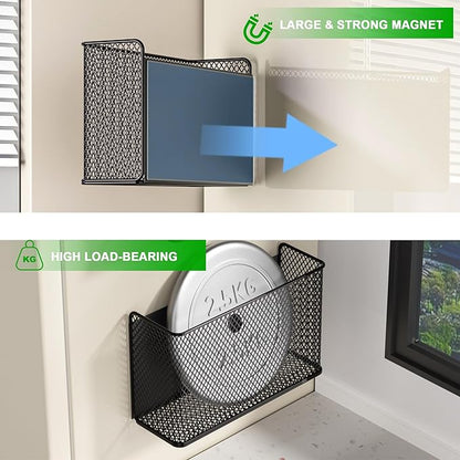 Magnetic Baskets Shelf Bins Organizer Holder Storage Rack Containers for Fridge, Whiteboard, Locker - Home Kitchen Laundry Office School