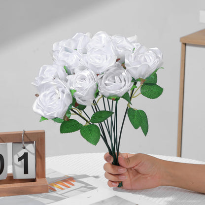 LatinaFlorista 300Pcs Premade Satin Ribbon Rose Petals Half-Finished for Eternal Rose DIY Ramos Forever Flowers Bouquets Everlasting Floral,for Wedding,Anniversary,Birthday (300 Pcs White)