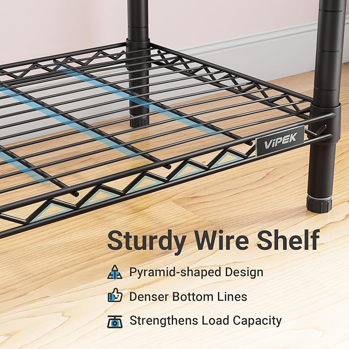 VIPEK V5C Medium Covered Clothes Rack Heavy Duty Portable Closet Wardrobe, Freestanding Black Clothing Rack with Grey Upgraded Polyester Cover, Adjustable Custom, 56.7" Lx15.7 Wx76.4 H