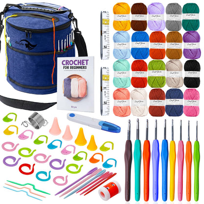 Crochet Kit for Beginners Adults & Kids | 69-Piece Complete Crochet Starter Kit 20 Yarn Colors 1120 Yards 9 Ergonomic Hooks | Learn to Crochet with Easy Step-by-Step Guide – Crocheting Supplies & Gift