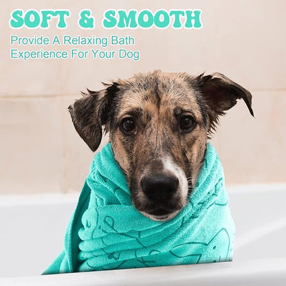 Peryiter 8 Pcs Dog Drying Towels Bulk 55'' x 28'' Pet Grooming Absorbent Microfiber Dog Bath Towels Quick Drying Puppy Bathing Towel for Small Medium Large Cats Pets Bathing Grooming(Cyan)