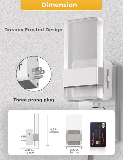 L LOHAS LED Night Light, Night Lights Plug Into Wall [2 Pack], Dusk-to-Dawn Sensor Decorative Night Light, 0-100LM Dimmable Nightlight, LED Acrylic Bright Nightlights for Bathroom, Hallway, Kitchen