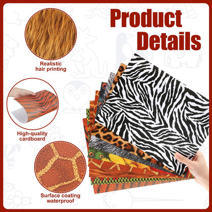 MotiMind 80 Pcs Animal Print Paper for Crafts Animal Print Scrapbook Paper Woodland Animals Decorative for Craft Decorating DIY Card Making Photo Album Decor, 8.3 x 11 Inch
