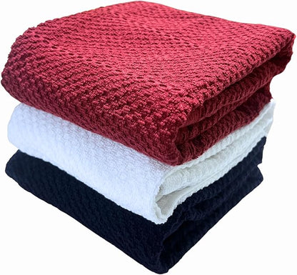 Patriotic Red White Navy Blue Kitchen Hand Dish Towels Oversized 28"x18"