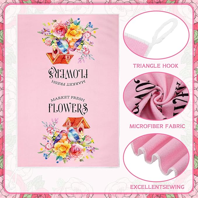 Geyoga 6 Pcs Spring Floral Kitchen Towels Flamingo Dish Hand Towels Sunflower