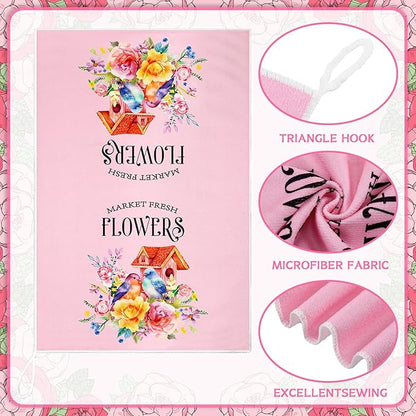 Geyoga 6 Pcs Spring Floral Kitchen Towels Flamingo Dish Hand Towels Sunflower