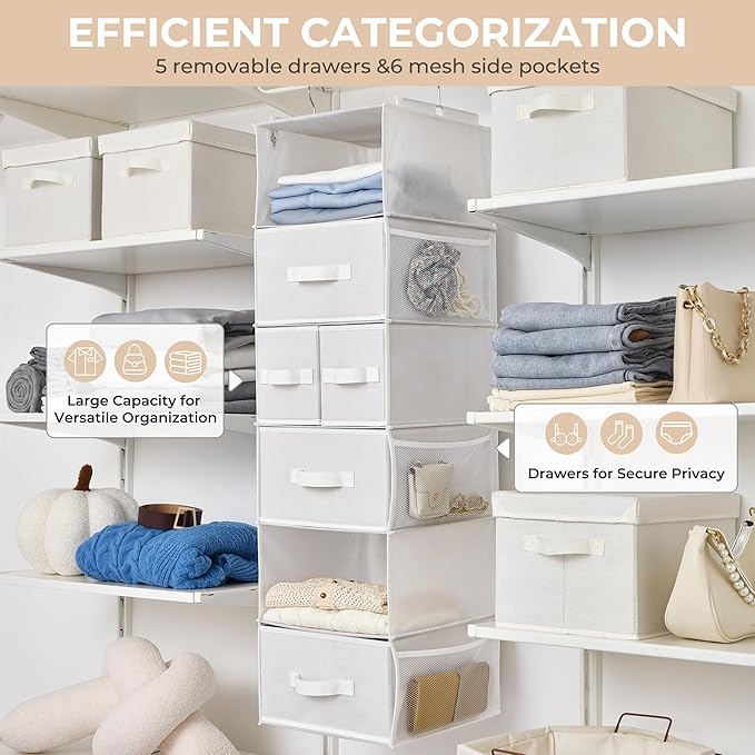GRANNY SAYS Hanging Closet Organizer and Storage, 6 Shelf Clothes Organization