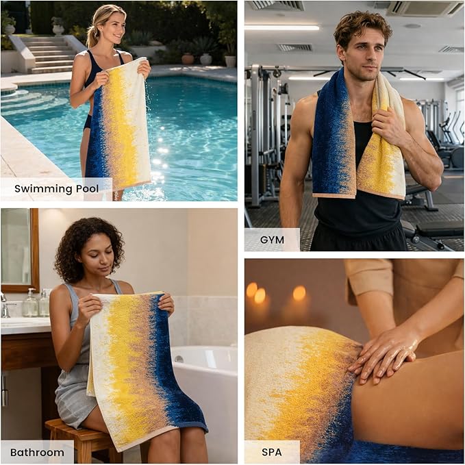 SEMAXE Colorful Bath Towel Set, 100% Cotton Bathroom Towels