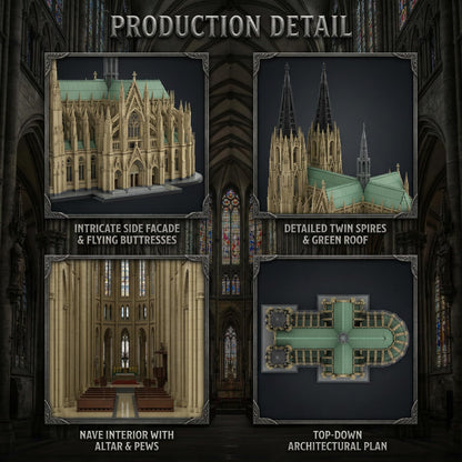 BBTiloBrix Cologne Cathedral Building Block Set, MOC Gothic Architecture Model, Advanced Building Kit, Authentic Replica of Germany’s Church Iconic Landmark, Large Display Dec for Adults(8614Pieces)