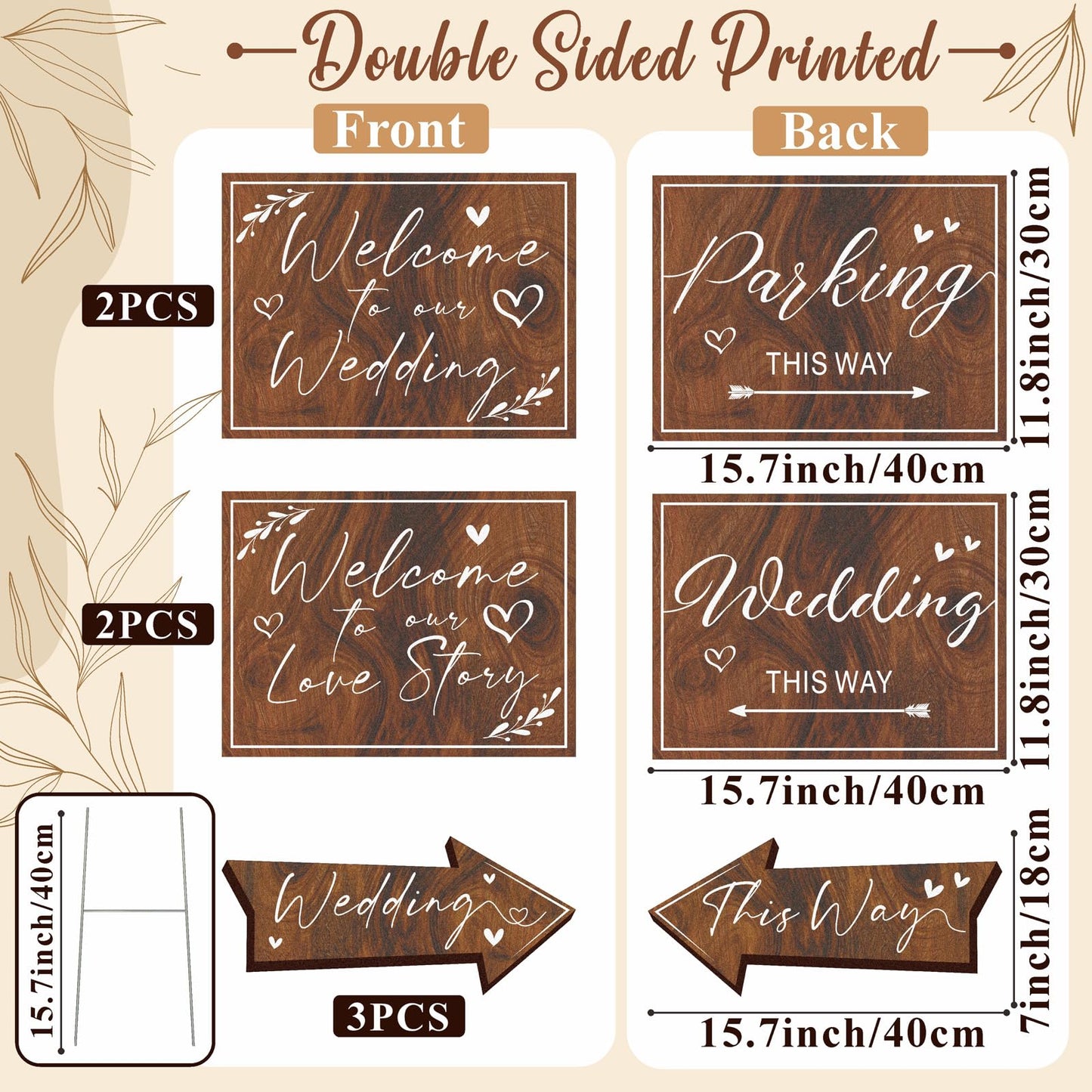 10 Pack Wedding Signs Outdoor Wedding Party Decoration Kits Weddings This Way Sign for Ceremony Reception Double-Sided Marriage Lawn Yard Sign Parking Direction Arrows with Stakes for Bridal Shower