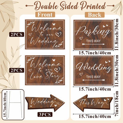 10 Pack Wedding Signs Outdoor Wedding Party Decoration Kits Weddings This Way Sign for Ceremony Reception Double-Sided Marriage Lawn Yard Sign Parking Direction Arrows with Stakes for Bridal Shower