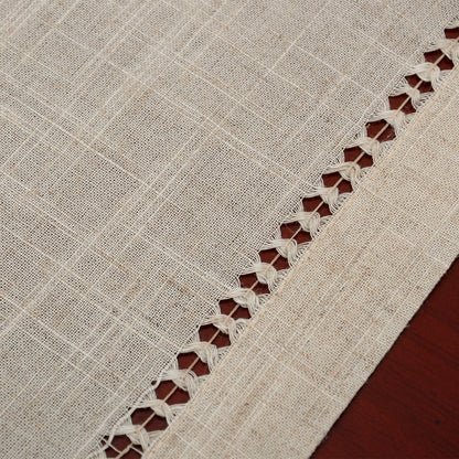 Grelucgo Handmade Hemstitched Table Placemats, Rectangle 12x18 Inch Set of 6, Natural Color