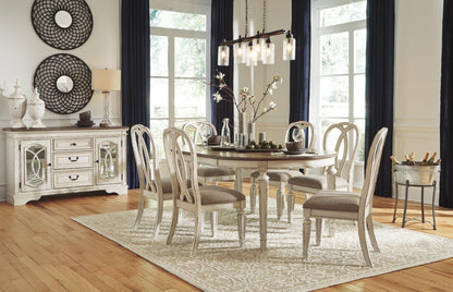 Signature Design by Ashley Realyn French Country Ribbon Back Dining Chair, 2 Count, Chipped White