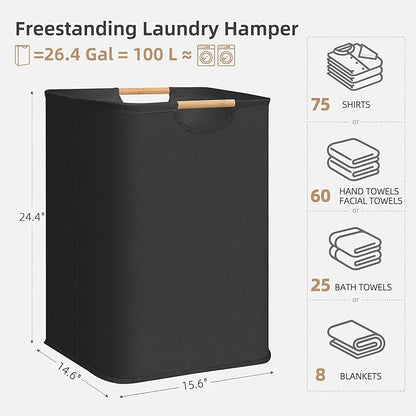 STORAGE MANIAC 1-Pack Large Laundry Hamper, 100L Collapsible Laundry Basket