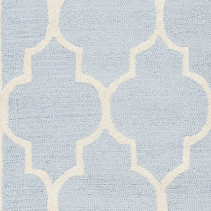 SAFAVIEH Cambridge Collection Runner Rug - 2'6" x 8', Light Blue & Ivory, Handmade Moroccan Trellis Wool, Ideal for High Traffic Areas in Living Room, Bedroom (CAM134A)