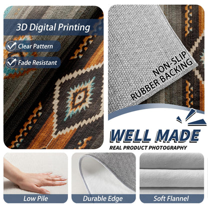 Aquailis Southwest Rugs for Living Room - Navajo Rug, 4x5 Rug, Aztec Tribal Area Rug, Indian Navajo Washable Rugs for Living Room Bedroom, Native American Carpet - Home Decor, Southwest Gifts for Men