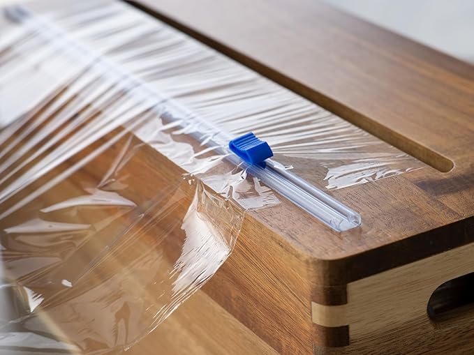 12" Acacia Wood Plastic Wrap and Foil Dispenser with Slide Cutter | Fits Costco Kirkland Rolls