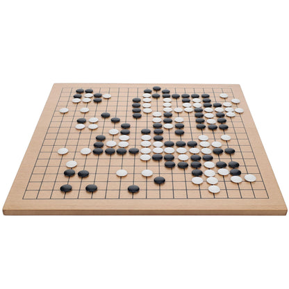 WE Games Go Game Set 11.75 Inch - Traditional Go Set with Light Wooden Board 19 Tiles, Wood Veneer Goban, Strategy Board Games for Adults, Go Board Game 19x19 Tiles