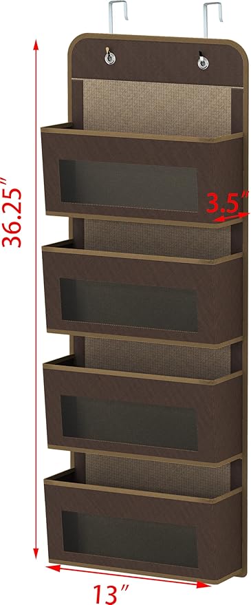 Simple Houseware 4 Clear Window Pocket Over Closet Door Storage Hanging