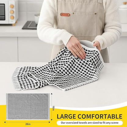 SALAS Cotton Dish Towels for Kitchen Drying Dishes, Lattice Terry Kitchen Cloths