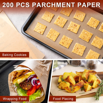 200Pcs Parchment Paper,12x16 Inches Non-Stick Precut Parchment Paper Sheets,Unbleached,Parchment For Baking Sheets,Fryer, Cooking,Oven,Perfect for Bread, Cakes, Barbecue