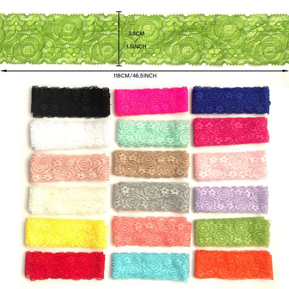 levylisa 19 Yards 1.57 inches Lace Fabric Stretch Elastic Wide Trim Lace Ribbon for Crafts Rustic Wedding Decorations Hair Bow Making and Gift Wrapping