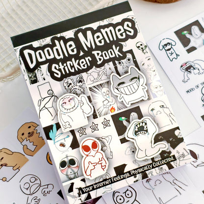 PRSTINCOL Meme Sticker Book, 36 Sheets 460+ Pcs, Black and White Funny Meme Stickers for Adults and Teens, Die Cut Vinyl Stickers for Journaling Scrapbooking DIY