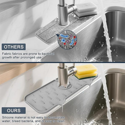 Kitchen Faucet Sink Splash Guard, Silicone Faucet Water Catcher Mat – Sink