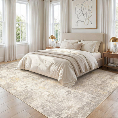 cotiled Abstract 8x10 Area Rug Soft Neutral Non Slip Carpet
