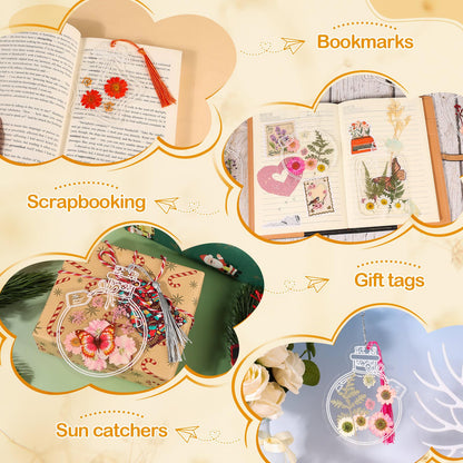 212 PCS Pressed Flower Bookmark Making Kit, DIY Clear Bottle Bookmark Kit with Dried Flower Tassel Butterflies Open Sticker Tweezer, DIY Projects Party Favor Gift for School Reading Adult Book Lovers