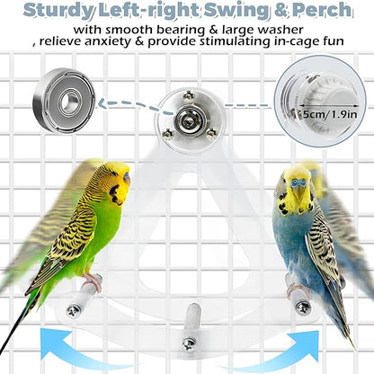 Bite-Resistant Acrylic Rocking Bird Nail Trimming Perch Stand Easy to Clean, Interactive Bird Toys for Parakeets for Cage, Budgie Puzzle Toys for Parrots, Small Birds Enrichment Toy for Lovebird