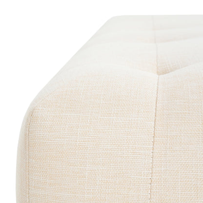 Christopher Knight Home Yvone Modern Upholstered Ottoman Bench, Minimalist Wooden Entryway Bench, Living Room Sofa Extra Seat, Ottoman End of Bed Bench for Bedroom, Beige+Brown