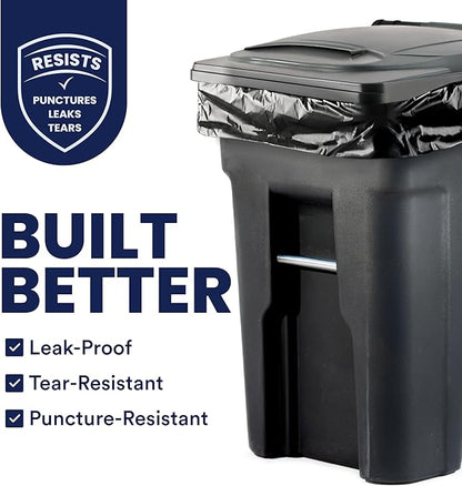 Plasticplace 95-96 Gallon Garbage Can Liners │ 2 Mil │ Black Heavy Duty Trash