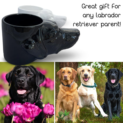 Novelty Labrador Retriever Dog Head Planter w/Drainage, Yellow, Black, Chocolate Lab Mom Dad Gift, Ceramic Pot (Black)