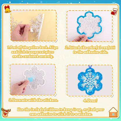 40pcs Christmas Crafts Bulk – Snowflake Paper Suncatcher DIY Kits for Winter Party, Holiday Ornaments, Classroom Decorations