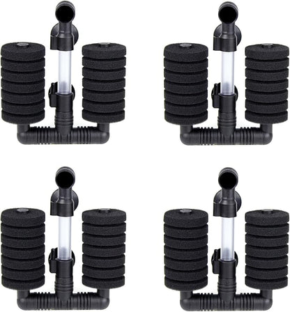 AQUANEAT 4 Pack Double Bio Sponge Filter, for Fry, Betta, Shrimp, Nano, Aquarium Fish Tank