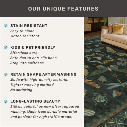 Hazo Haus 8 ft Long Hallway Runner Rug - Boho Green Rug for Kitchen Floor, Entrance Indoor, Washable Wide Runner Non Slip, Dark Green 2'6''x8'