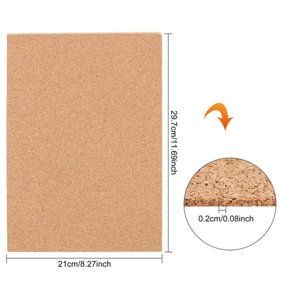 BENECREAT 10-Pack A4 Cork Sheets (2mm Thick) - Rectangle DIY Tiles for Coasters, Wall Art, Bulletin Boards (11.6x8.2)