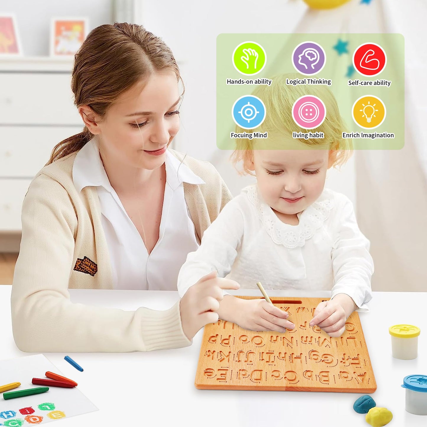 Montessori Alphabet Tracing Board, ABC Writing Practice Toy for Ages 3-5
