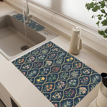 2Pcs Dish Drying Mats Faucet Mats Sets Large Size Coffee Mats Sink Faucet Mat